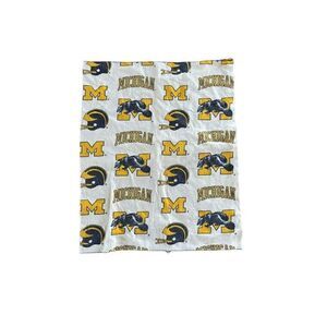Vintage Michigan Wolverines Football Big 10 Wool Throw Blanket Fabric Approx 6x4